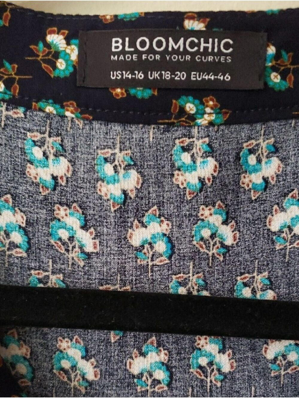 BloomChic Navy Floral Boho Mini Dress with Teal & Coral Accents - Picture 2 of 10